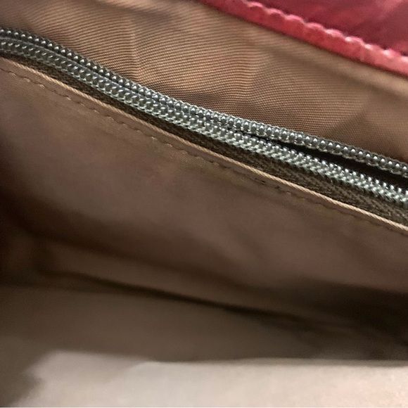 VINTAGE EEL LEATHER Curved
Shoulder Bag / Clutch Bag, burgundy - Picture 8 of 9